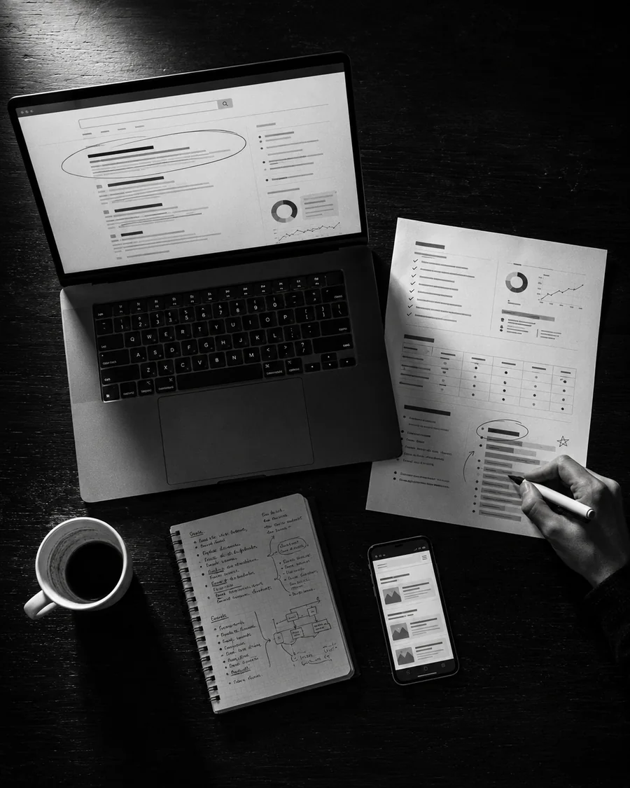 Auditoría SEO con resultados de Google y análisis de keywords